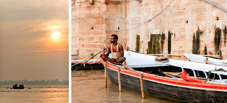 Boat, India, River Ganges, Sunset, Varanasi