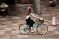 Fukuoka, Japan, Bicycle, Blur